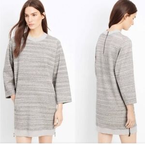 Vince Heather Gray Thick Knit Dress Sz M Long Sleeve Pocket Side Zip Minimalist